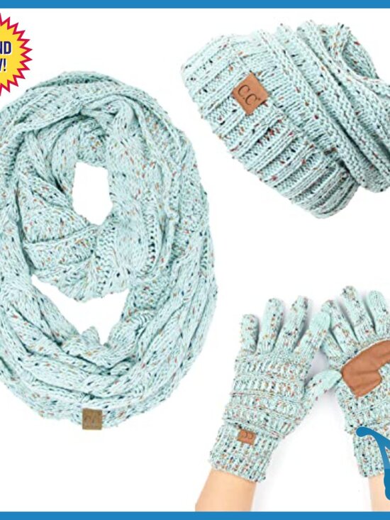 Oversized Slouchy Beanie Infinity Scarf Glove Set Winter Accessories main image 4